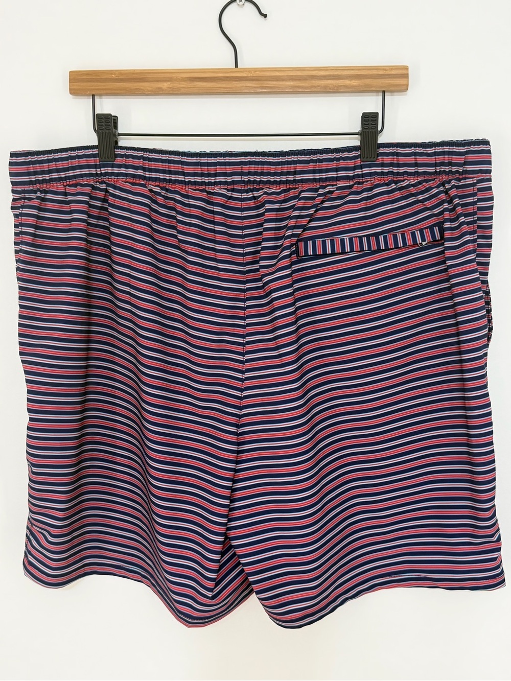 Lands' End Men's 7" Sunset Swim Trunks Red & Navy Stripe Size XL - Picture 4 of 9
